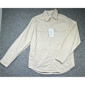 Denim & Flower Ricky Singh Long Sleeve Jacket Men L Sand Twill Shacket Outerwear